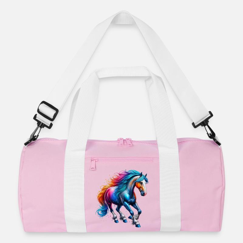 Pferd - Recycelte Duffel Bag - Rosa/Weiß