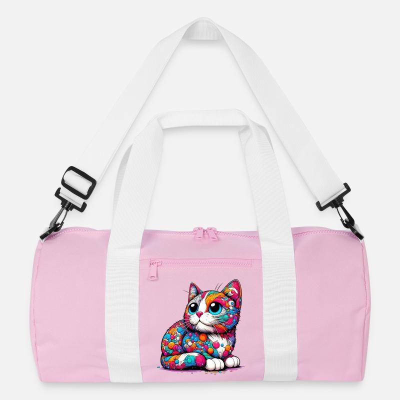 Katze - Recycelte Duffel Bag - Rosa/Weiß