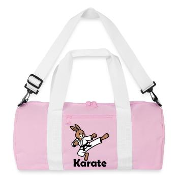 Karate Rabbit - Recycled Duffel Bag - pink/white - Front