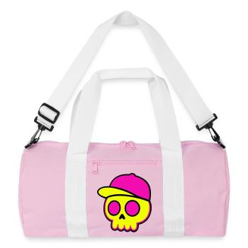 Neon Skull Cap Design - Recycelte Duffel Bag - Rosa/Weiß - Vorne