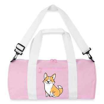 Fröhlicher Corgi (bande dessinée) - Sac de sport recyclé - rose/blanc - Devant