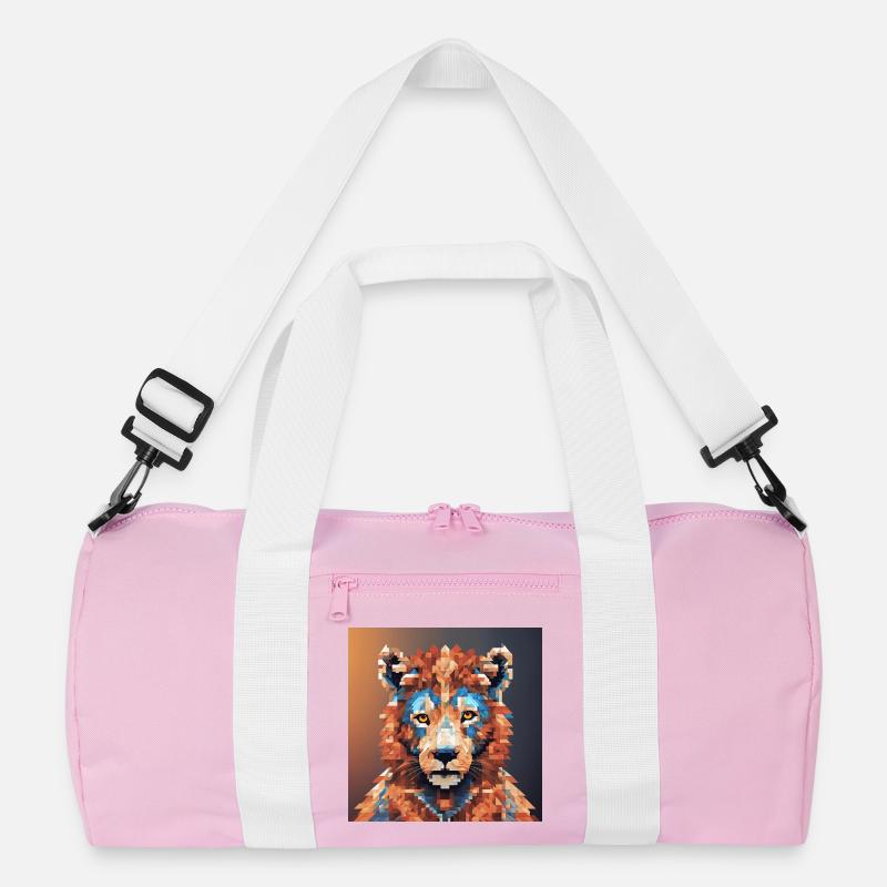 Pixel Bär - Recycelte Duffel Bag - Rosa/Weiß