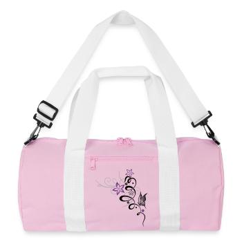 Ornament with butterfly and flowers - Recycled Duffel Bag - pink/white - Front