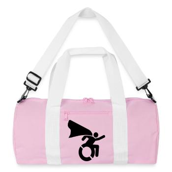 in a wheelchair # - Recycled Duffel Bag - pink/white - Front