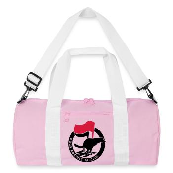 "Dogs Against Fascism" for Antifa Dog Owners - Recycled Duffel Bag - pink/white - Front