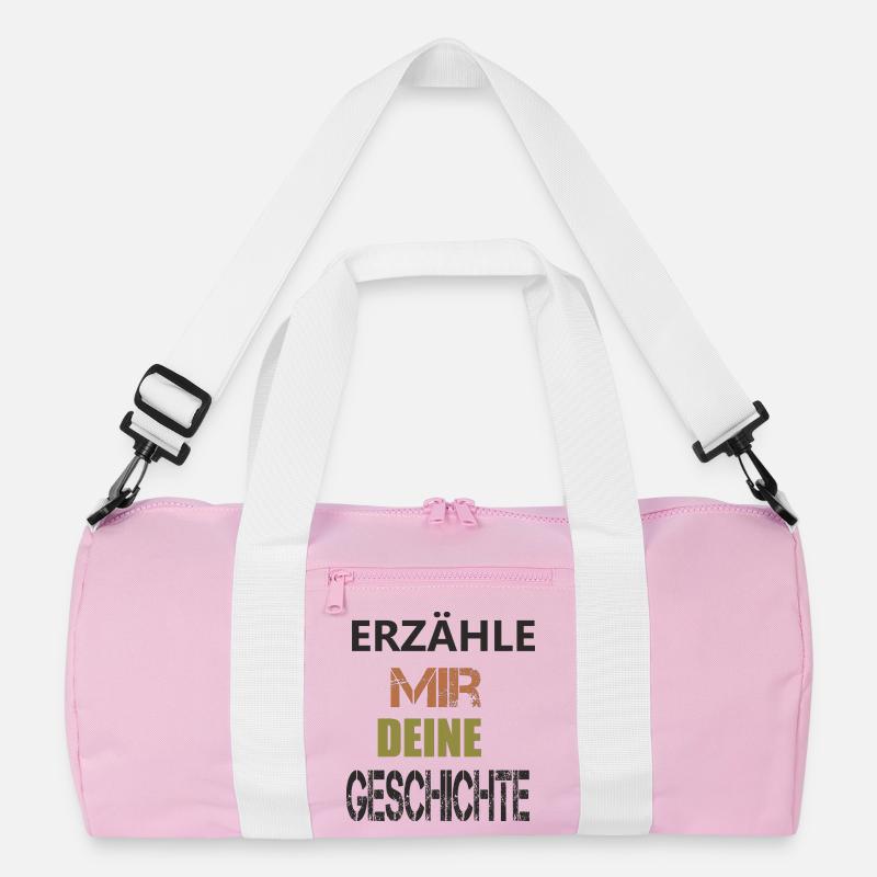 ERZÄHLE MIR DEINE GESCHICHTE - Recycelte Duffel Bag - Rosa/Weiß