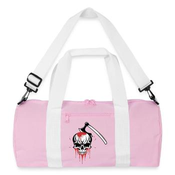 Bloody skull split by an axe - Recycled Duffel Bag - pink/white - Front