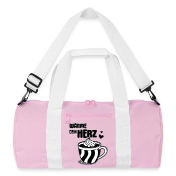 Wärme Dein Herz Kaffeetasse - Recycelte Duffel Bag - Rosa/Weiß - Vorne