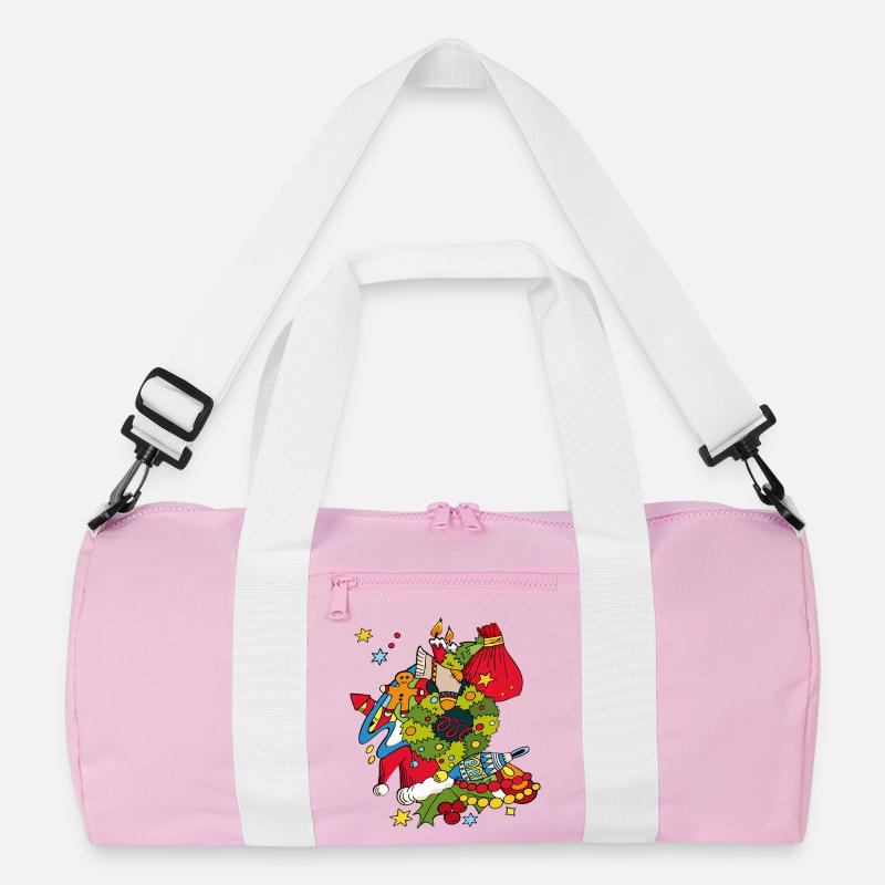 Weihnachtsbild - Recycelte Duffel Bag - Rosa/Weiß