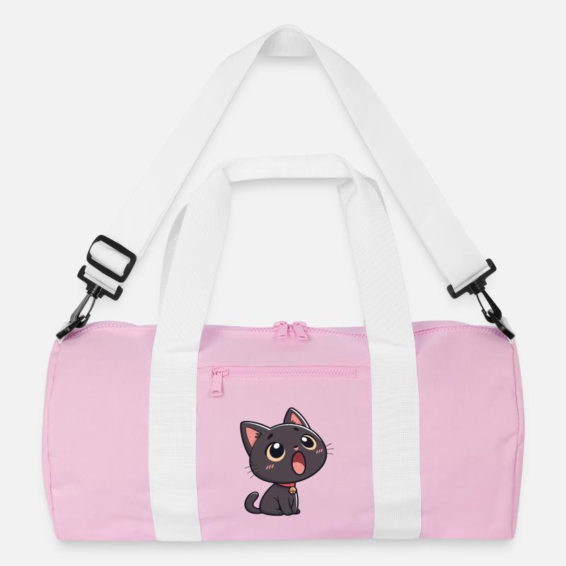Schwarze Katze voller Ehrfurcht Recycelte Duffel Bag