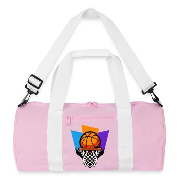 Basketball Hoop Graphic Dunk Design - Recycled Duffel Bag - pink/white - Front