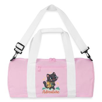 Abenteuerkatzen-Entdecker - Recycelte Duffel Bag - Rosa/Weiß - Vorne