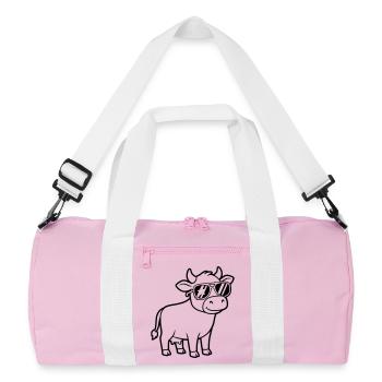 Coole Kuh Sonnenbrille Lässig Vektor - Recycelte Duffel Bag - Rosa/Weiß - Vorne