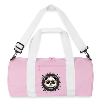 Panda chic lunettes orange splash - Sac de sport recyclé - rose/blanc - Devant
