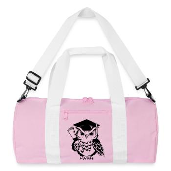 Chouette maligne avec un chapeau de médecin et un diplôme - Sac de sport recyclé - rose/blanc - Devant