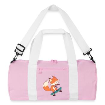 Fox skateboarder on skateboard - Recycled Duffel Bag - pink/white - Front