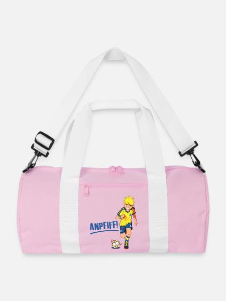 Teufelskicker Anpfiff Schriftzug Und Moritz - Recycelte Duffle Bag - Rosa/Weiß