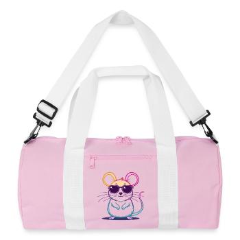 Regenbogen-Maus-Brille - Recycelte Duffel Bag - Rosa/Weiß - Vorne