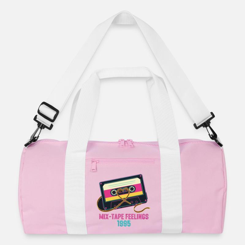 Retro Mix-Tape 1995 - Recycelte Duffel Bag - Rosa/Weiß