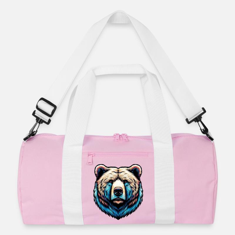Bär - Recycelte Duffel Bag - Rosa/Weiß