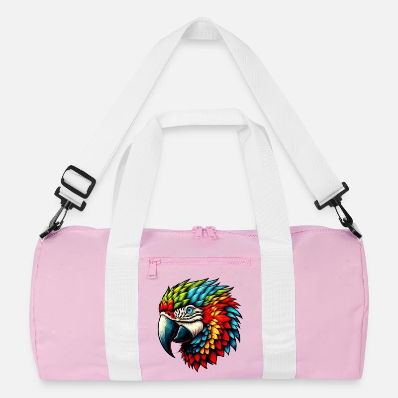 Papagei - Recycelte Duffel Bag - Rosa/Weiß