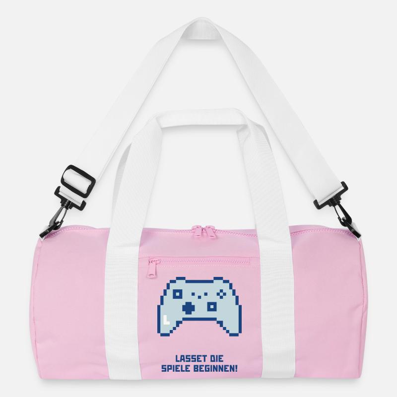 Lasset die Spiele beginnen - Recycelte Duffel Bag - Rosa/Weiß