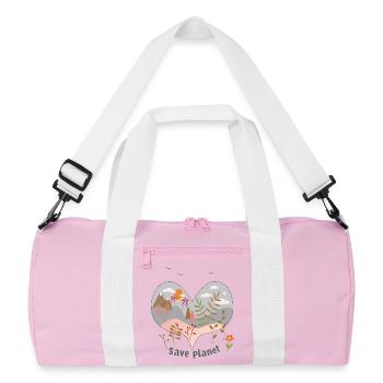 save planet - Recycelte Duffel Bag - Rosa/Weiß - Vorne