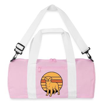 Coucher de soleil rétro Dog Retriever - Sac de sport recyclé - rose/blanc - Devant