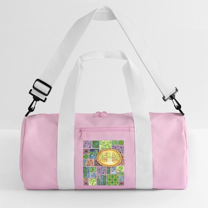 Bali temple on pattern patchwork Recycelte Duffel Bag
