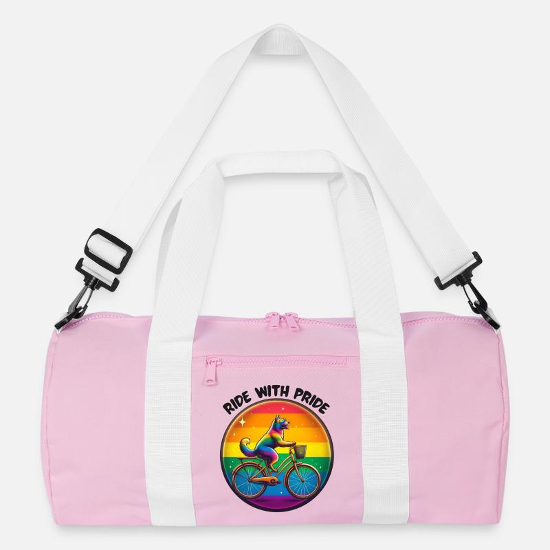 Ride with pride - Recycled Duffel Bag - pink/white