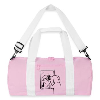 selfie dog hund - Recycelte Duffel Bag - Rosa/Weiß - Vorne
