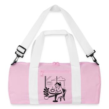 Thoughtful Cat Cafe - Recycled Duffel Bag - pink/white - Front