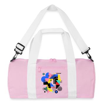 Geometric Color Explosion Pop Art - Recycled Duffel Bag - pink/white - Front