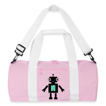 Robot Comic - Recycled Duffel Bag - pink/white - Front