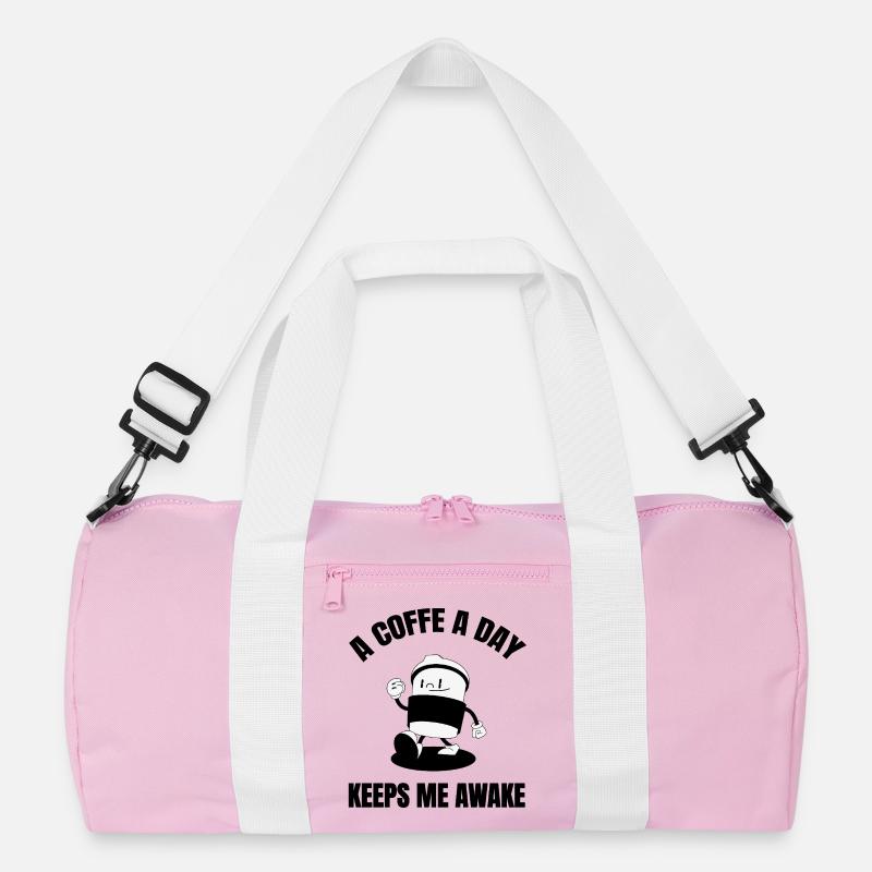 A coffee a day - Recycelte Duffel Bag - Rosa/Weiß