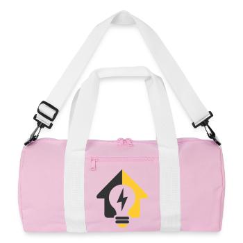 Electric Home Light Bulb Logo - Recycled Duffel Bag - pink/white - Front
