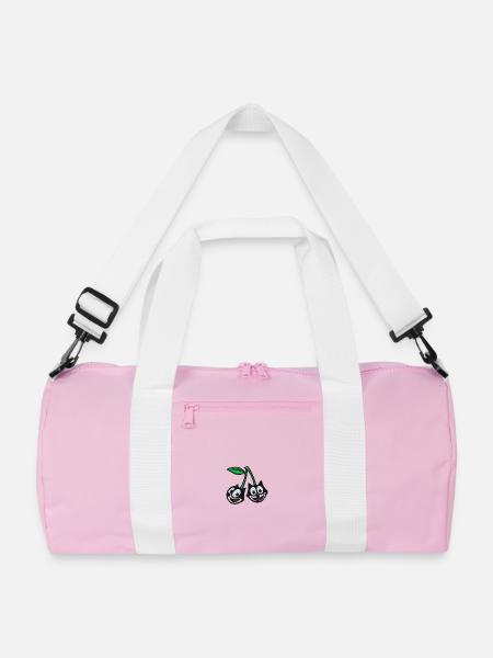 Felix The Cat Stickdesign Kirschen  - Recycelte Duffle Bag - Rosa/Weiß