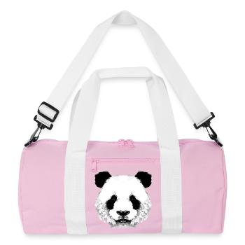 Geometrischer Panda - Recycelte Duffel Bag - Rosa/Weiß - Vorne