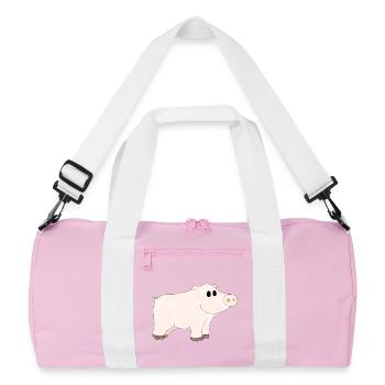 Schwein / Pig - Recycelte Duffel Bag - Rosa/Weiß - Vorne