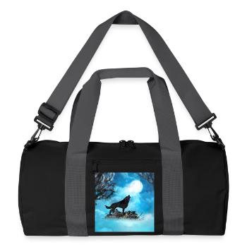 Loup génial dans la nuit - Sac de sport recyclé - noir/gris graphite - Devant