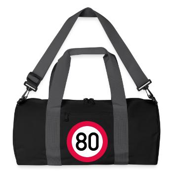 80 ans Attention ! Panneau de signalisation 80 km/h - Sac de sport recyclé - noir/gris graphite - Devant