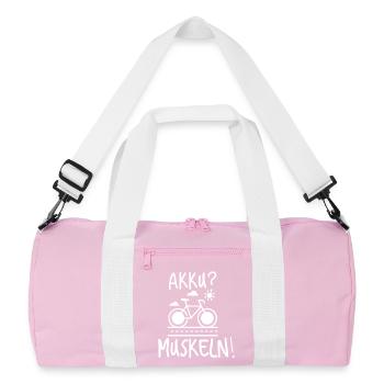 Bicycle cyclist E Bike - Recycled Duffel Bag - pink/white - Front