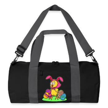 Easter chick chick easter happy easter eggs - Recycled Duffel Bag - black/graphite grey - Front