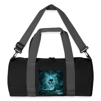 Loup génial la nuit - Sac de sport recyclé - noir/gris graphite - Devant