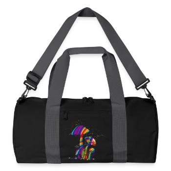 Champignons fantaisie colorés en peinture fluorescente - Sac de sport recyclé - noir/gris graphite - Devant