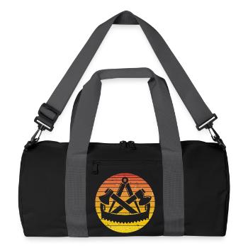 Retro vintage carpenter artisan red - Recycled Duffel Bag - black/graphite grey - Front