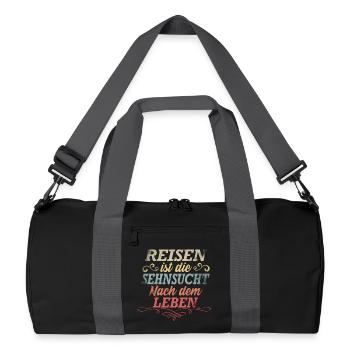 Reisen ist die Sehnsucht nach dem Leben. - Recycelte Duffel Bag - Schwarz/Graphitgrau - Vorne
