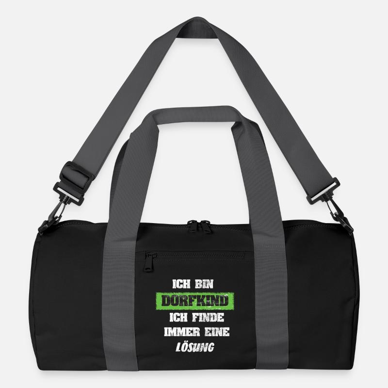 Ich bin Dorfkind Ich finde immer eine Lösung - Recycelte Duffel Bag - Schwarz/Graphitgrau