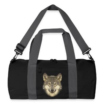 Naturfan shirts, Wolfkopf, beliebte Tierdesigns - Recycelte Duffel Bag - Schwarz/Graphitgrau - Vorne