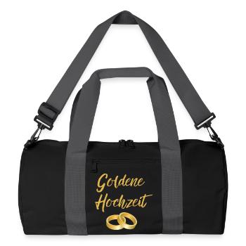 Goldene Hochzeit Eheringe golden Hochzeittag Segen - Recycelte Duffel Bag - Schwarz/Graphitgrau - Vorne